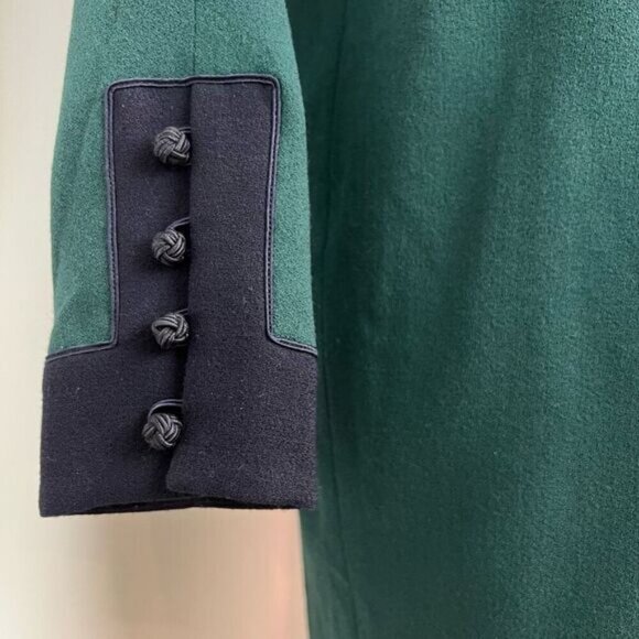 VTG Linda Allard Ellen Tracy Women 8 100% Wool Green Blue Buttoned Sweater Dress - Picture 11 of 15